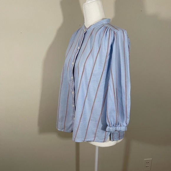 Old Navy sz x sm shirt style button down lite  blue with pin striping - Picture 5 of 10